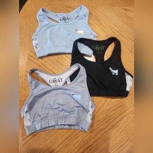 GOAT 3 Sports Bras Set - Blue, Black, Gray, Size S
